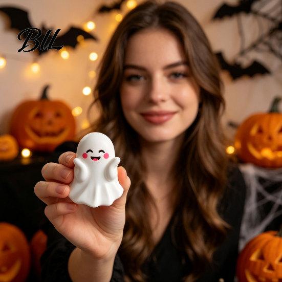 Cute Desk Accessories Halloween Ghost Pen Holder, Mini Figurine Decor, Funny Unique Holiday Present Pencil Stand Ornament, Creative Office Organizer