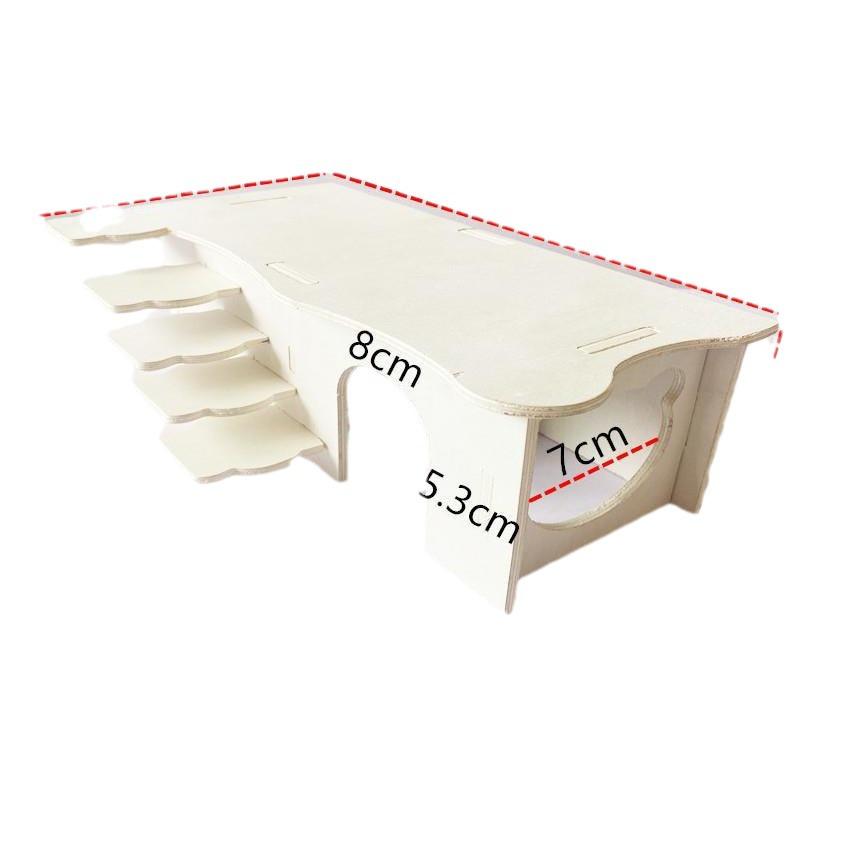 Solid Wood Multi-Room Hamster Hideout with Stairs - Golden Hamster Toy Nest & Living Space