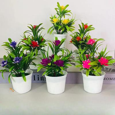 Beş Küçük Nilüfer Çiçeği, Küçük Bir Bonsai ve Küçük Bir Yeşil Bitki Figürünü Süslemek İçin Kullanılır