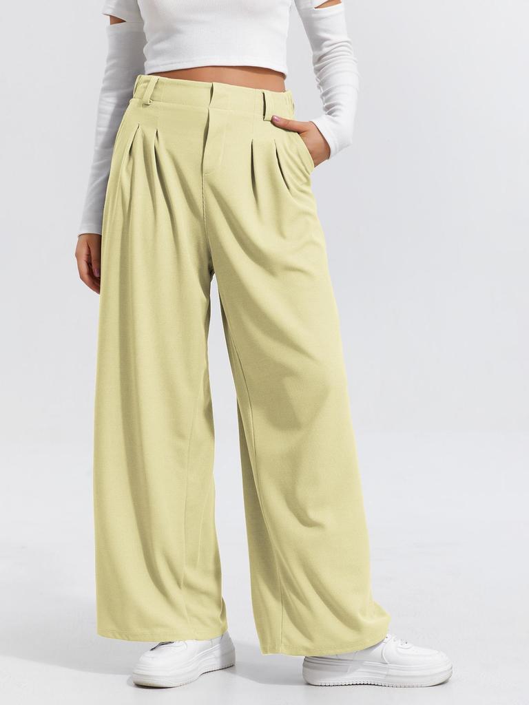 2025 Europese en Amerikaanse Dames Hoge Taille Wijde Pijp Elegante Casual Broek