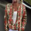 Mote for kvinner Juleprint Langermet Strikket Cardigan Knappejakke