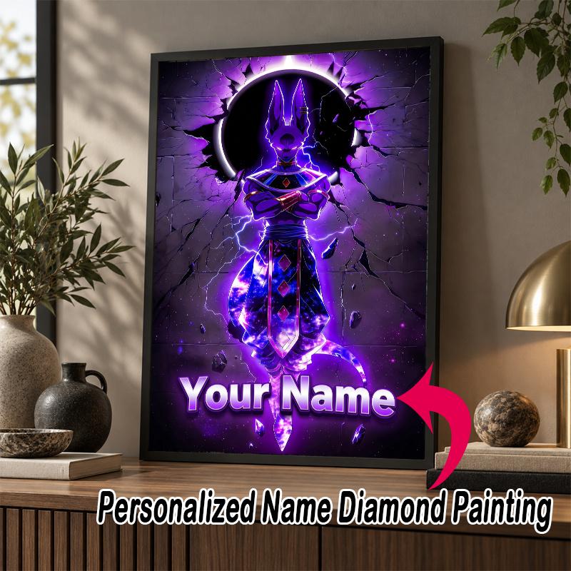 Personalized Beerus Diamond Art Custom Name 5D Diamond Painting Full Drill DIY Craft
