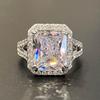 Luxury Crystal Square Cubic Zirconia Wedding Rings for Women Fashion Contracted Design Engagement Bands Female Jewelry