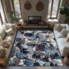 Blue Gray Floral Bohemian Rug, Modern Pattern Non-Slip Carpet, Soft Living Room Mat for Natural Home Decor