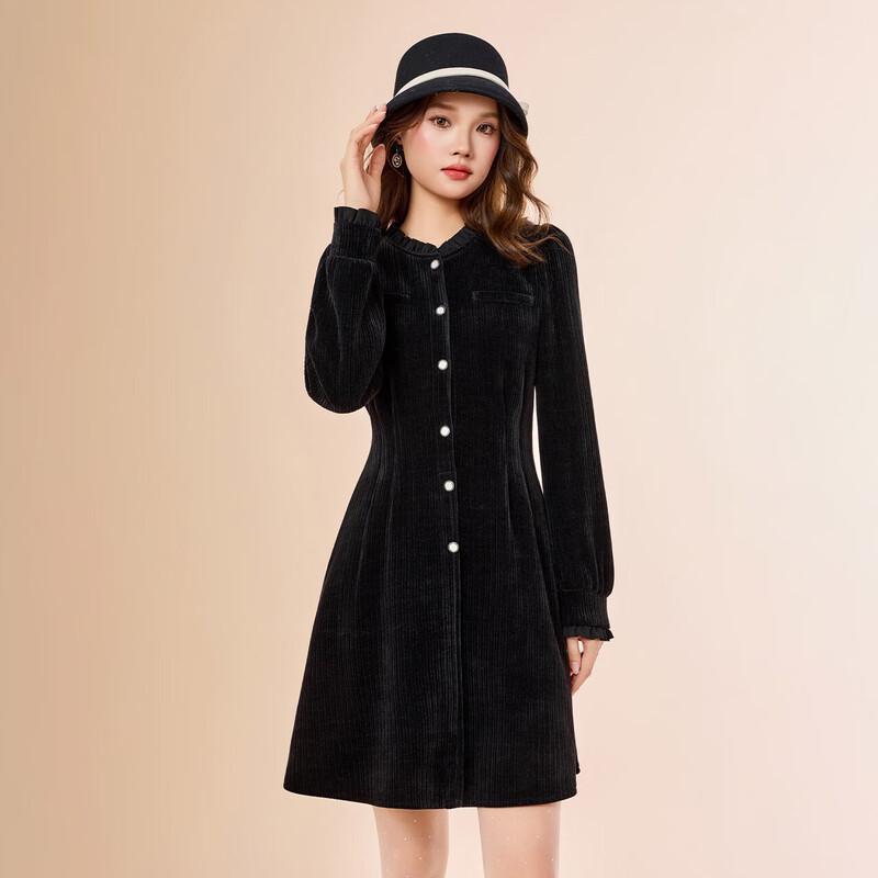 IEF 2025 Winter Hepburn Style Long-Sleeve Dress