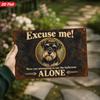 2D Flat, 1pc Funny Dog Metal Sign Wall Art, Excuse Me Alone Text, Schnauzer Dog Art, Rust Texture, Round Vignette, Pet Humor Accent, Home Decor, Ideal