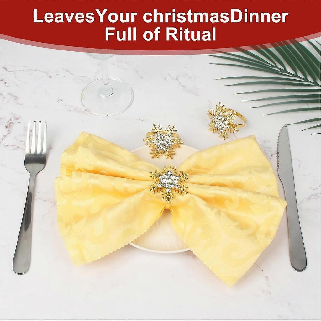 8-Piece Snowflake Napkin Rings, Napkin Holders for Table Decorations, Weddings and Parties