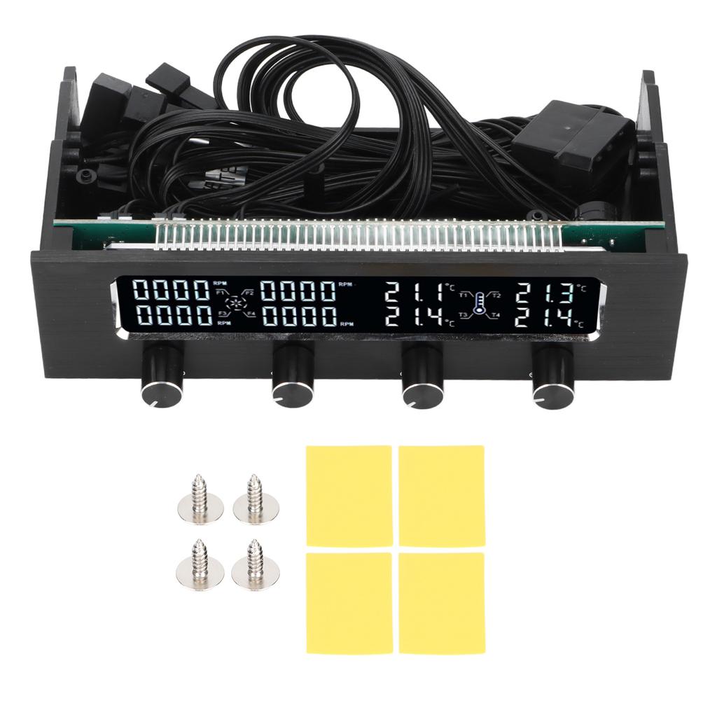PC Fan Controller Adjustable Speed LCD Display Temperature Controller with Screws Stickers for
