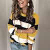 Fashion Women  Long Sleeve Striped Print Casual Knitted Loose Sweater Top