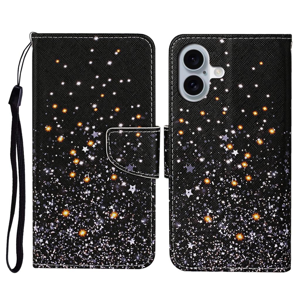 For iPhone 16 Case Pattern Printing Protective Leather Folio Phone Cover