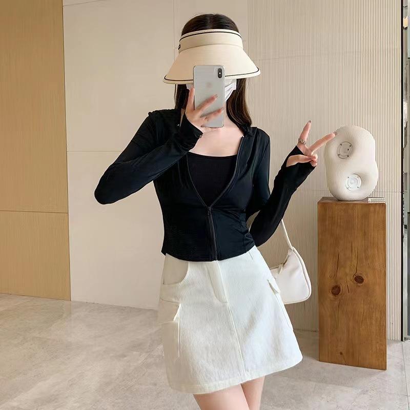Women s Ice Silk Sun Protection Jacket UPF 50 Slim Fit Hooded Zip-Up M