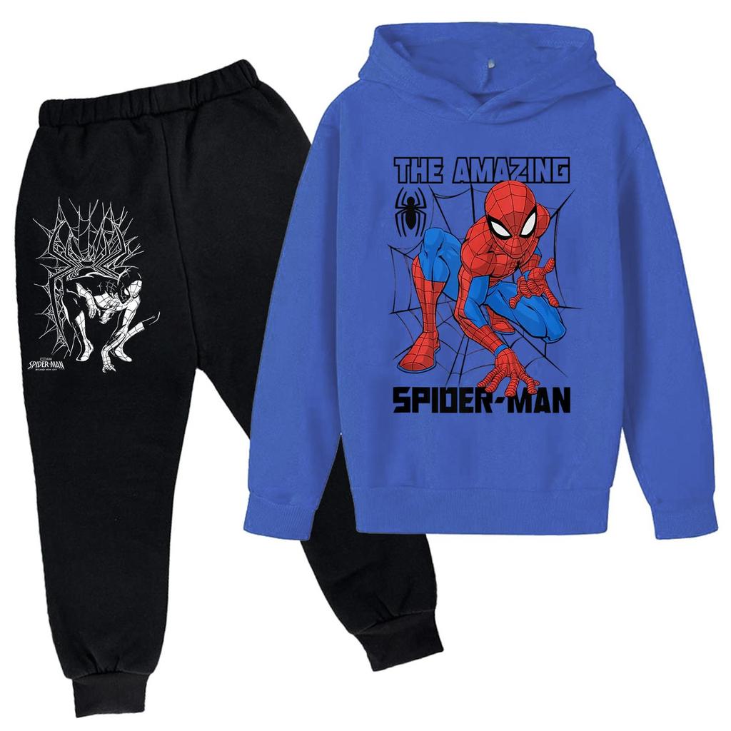 Kids Printed Hoodie and Sweatpants Set Long Sleeve Loose Fit Pullover Outfit for Boys and Girls