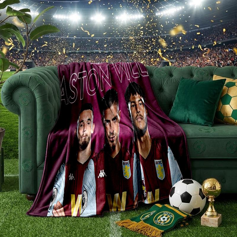 Aston Villa Fc Crest Throws Blanket Flannel Blankets Plush for Couch Bed Gifts for Men Women Travel picnic blanket Christmas fan gifts