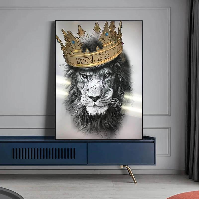 Black White Lion with Dignity Canvas Painting Animal Cool Posters and Prints Wall Picture For Modern Living Room Decor No Frame