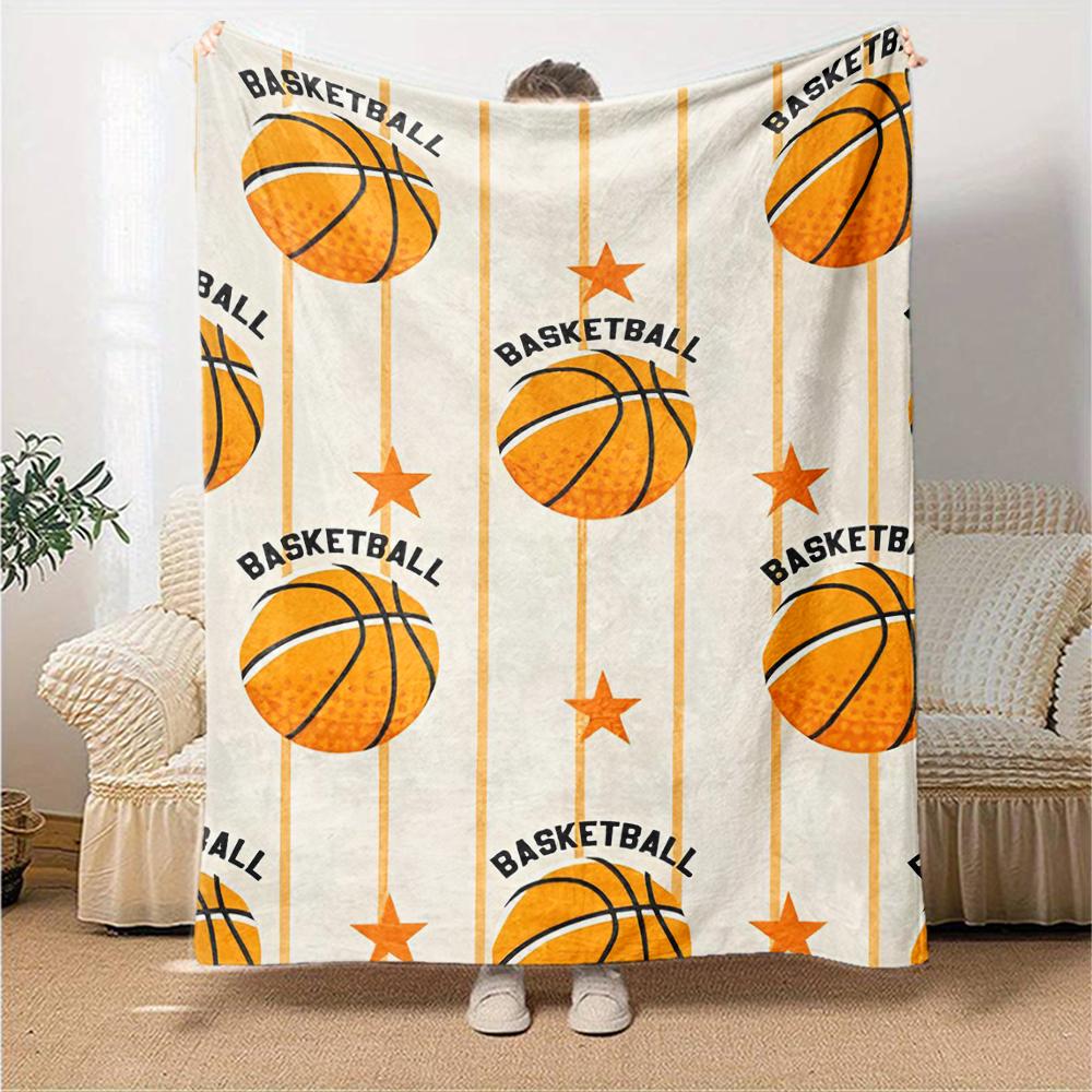 basketball Theme Printed Blanket - Perfect for Couch, Bed, Travel & Outdoor Use | Machine Washable, Cozy & Durable.