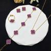 4 Piece Lucky Clover Jewelry Set Women Necklace Bracelet Earrings Ring In Titanium Steel With Electroplating