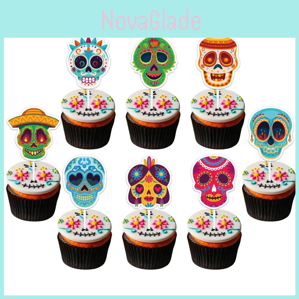 Halloween Skull Cake Topper Paper Party Decoration For Spooky Celebrations