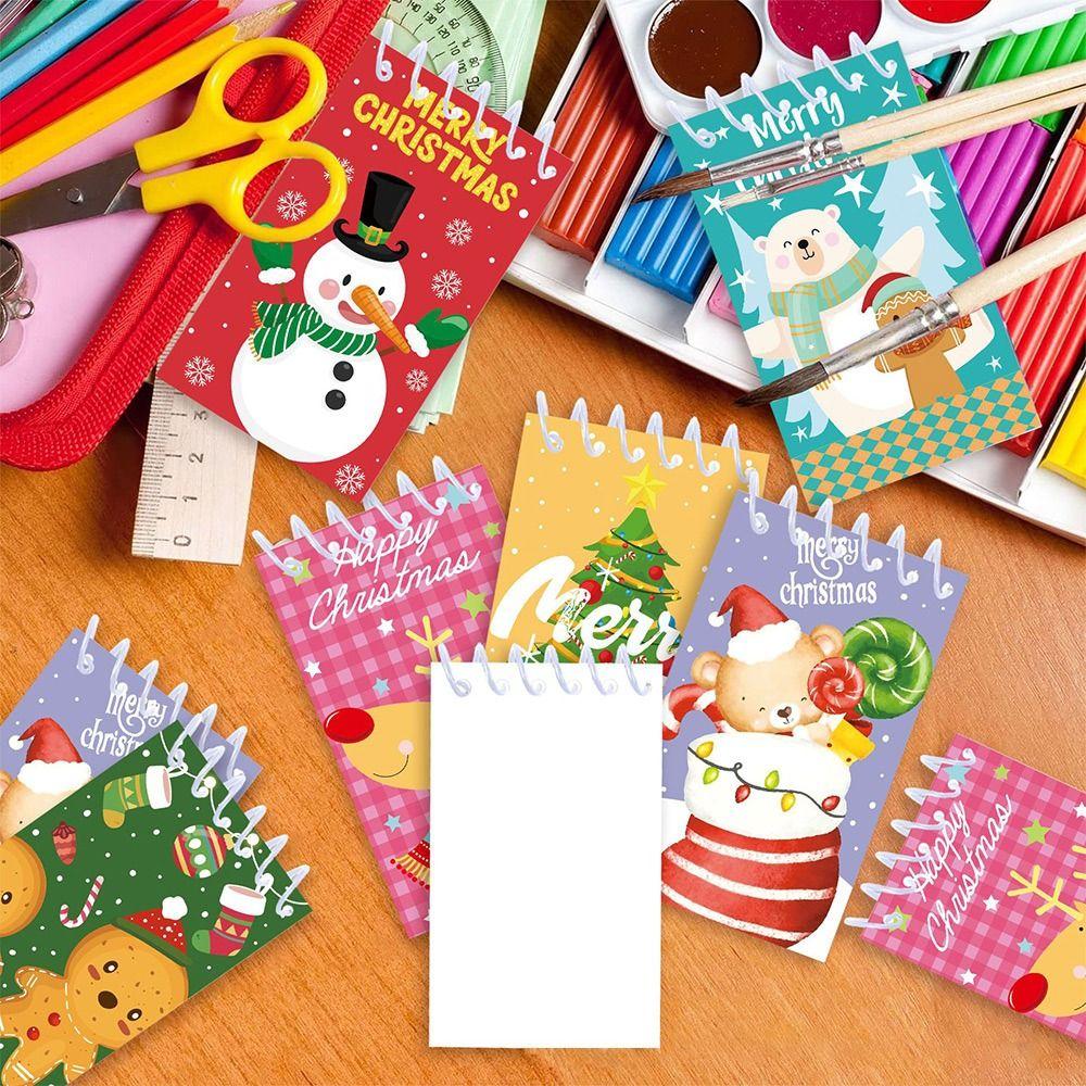 New 8PCS/Set Christmas Notebook Xmas Notepads Portable Vertical Flip Loose leaf Notebook Creative Colorful Christmas Notebook