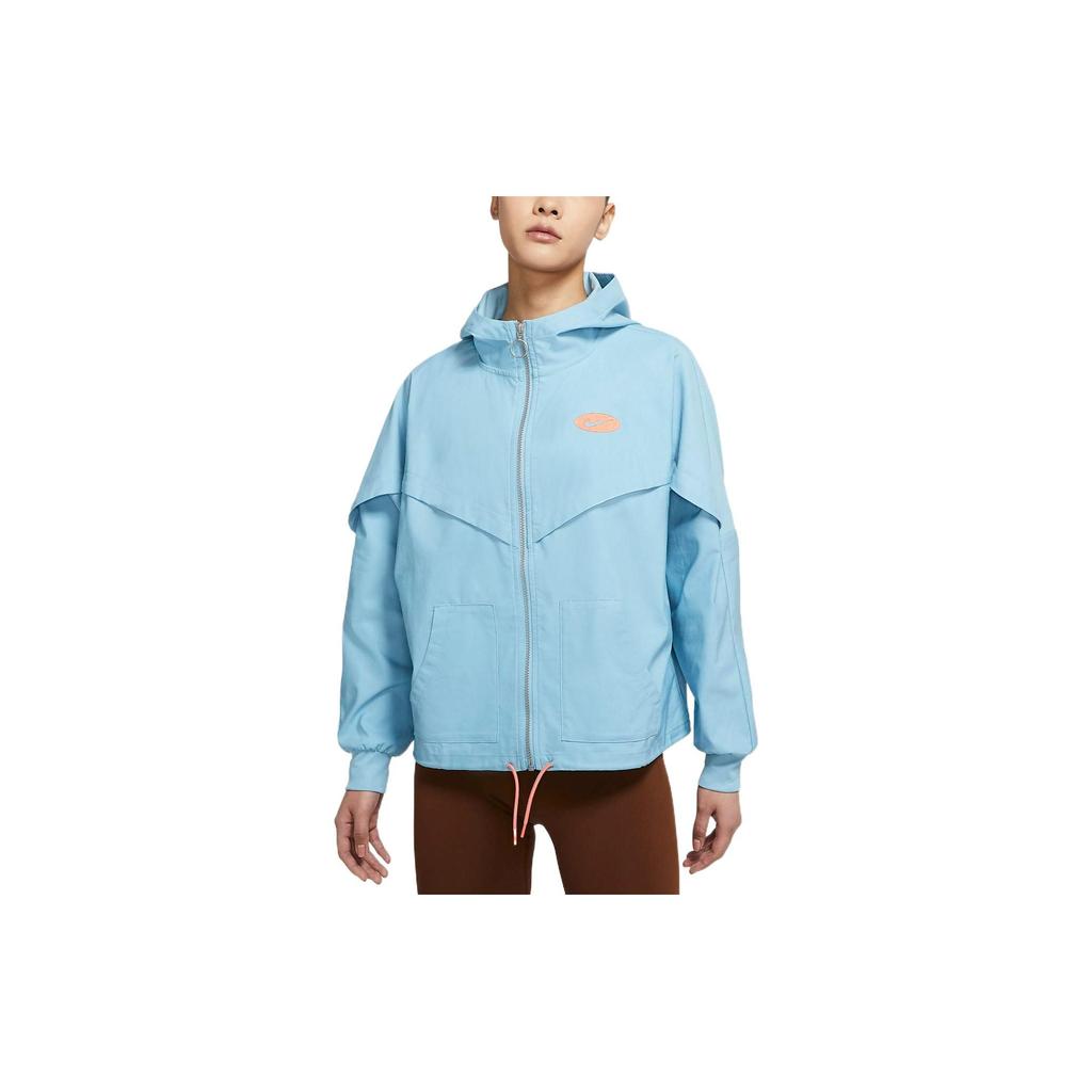 Nike Woven Solid Color Sports Hooded Jacket Women Jackets Blue DM6567-494