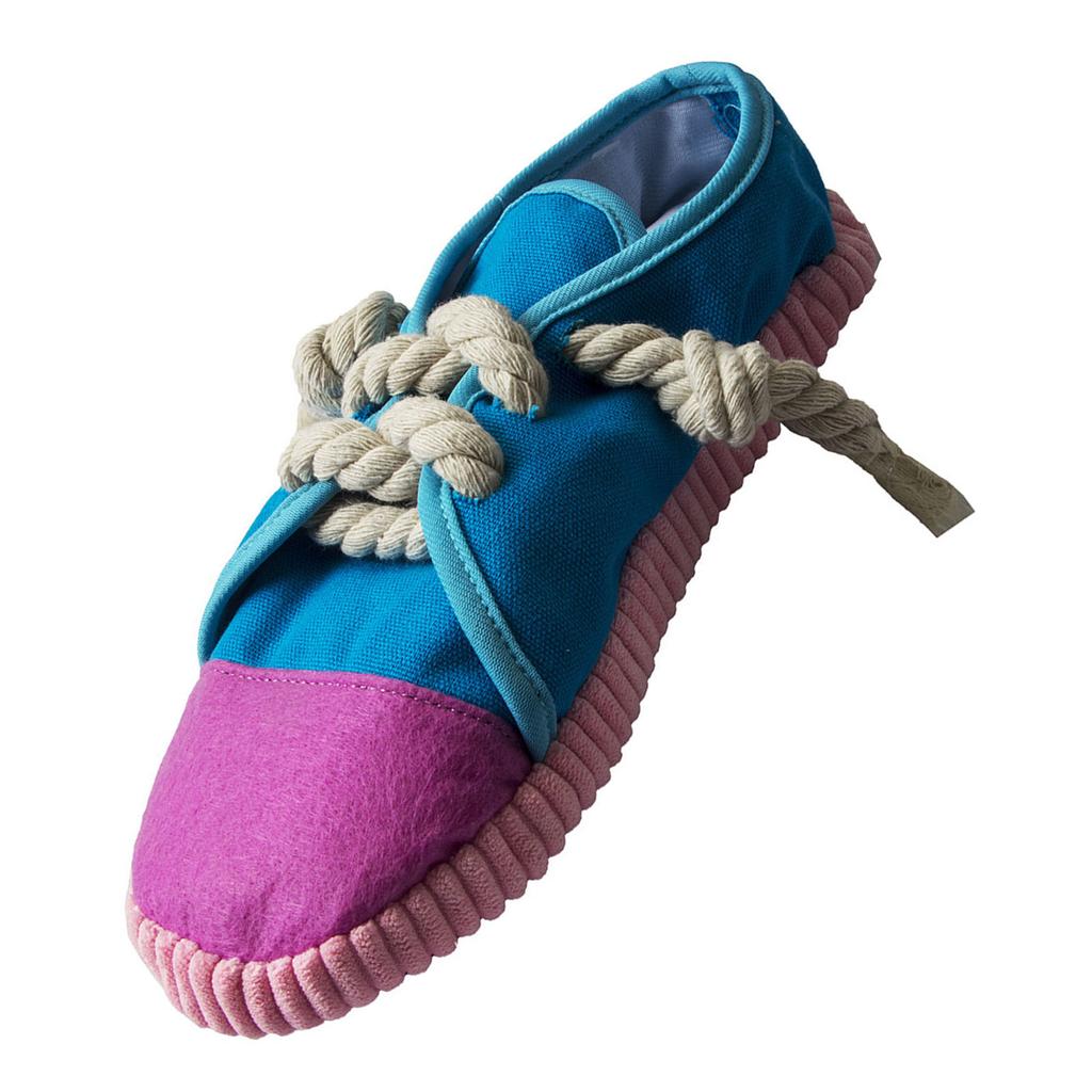 Pet Shoes Toy Teething Cleaning Chewer Simulated Canvas Durable Dog Cat Relief Supplies Blue