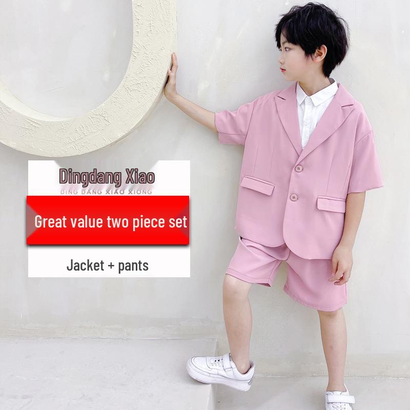 

Летний костюм для мальчика: Красивый формальный костюм с коротким рукавом - Детский костюм-тройка 130 cm