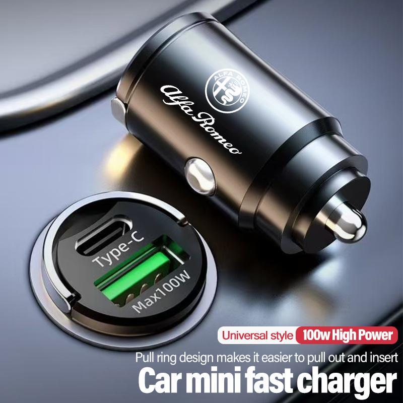 Autoladegerät für Alfa Romeo 4C 159 166 Spider Giulia Giulietta 156 Tonale Mito USB Typ-C Telefon Versteckter Schnelllade-Konvertierungsstecker