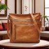 Retro Double Zipper Large Capacity Shoulder Messenger Bag Fashion Casual Women's Bag Trend Bag Spot