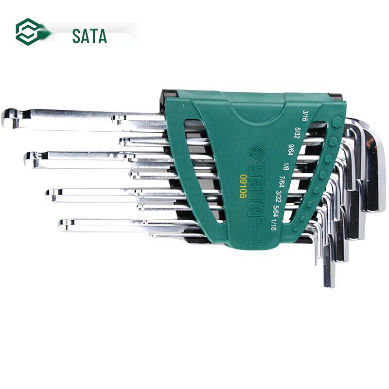 SATA 09106 12-Piece Imperial Extra Long Ball-End Hex Key Set