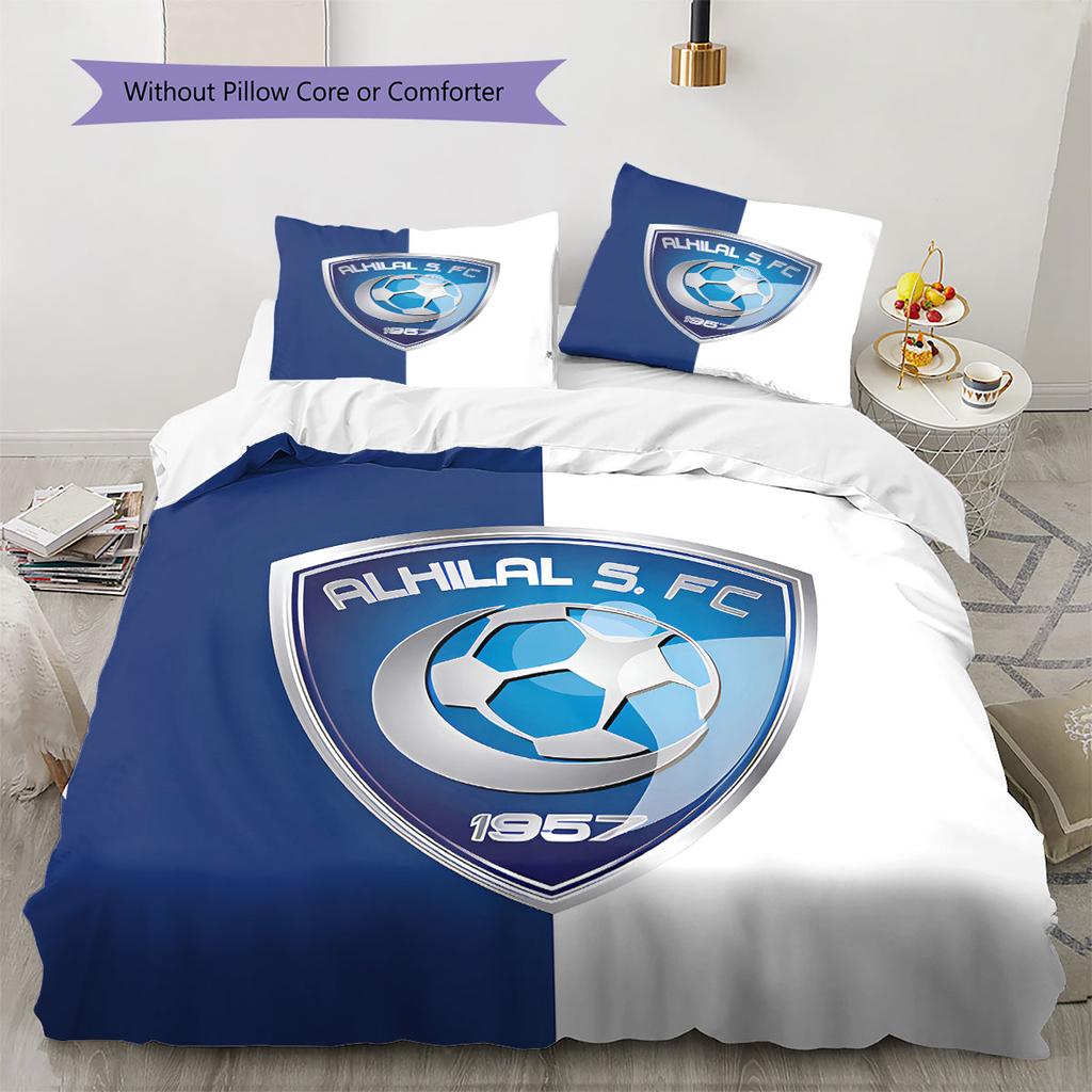 Al Hilal SFC Pattern Bedding,Quilt Set Quilt Cover Pillowcase Home Birthday Gift(1 * Duvet Cover + 2 * Pillowcase, Without Core)