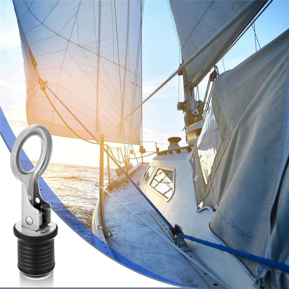 316 Stainless Steel Flip Style Drain Plug - Cam Lock Snap Tight Plug For Boat Hull, Livewell, Baitwell, Transom (Fits 1" & 1-1/4" Holes)
