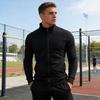 Men Zip-up Sweatshirt Mock Neck Long Sleeve Jacket Solid Color Full Zip Casual