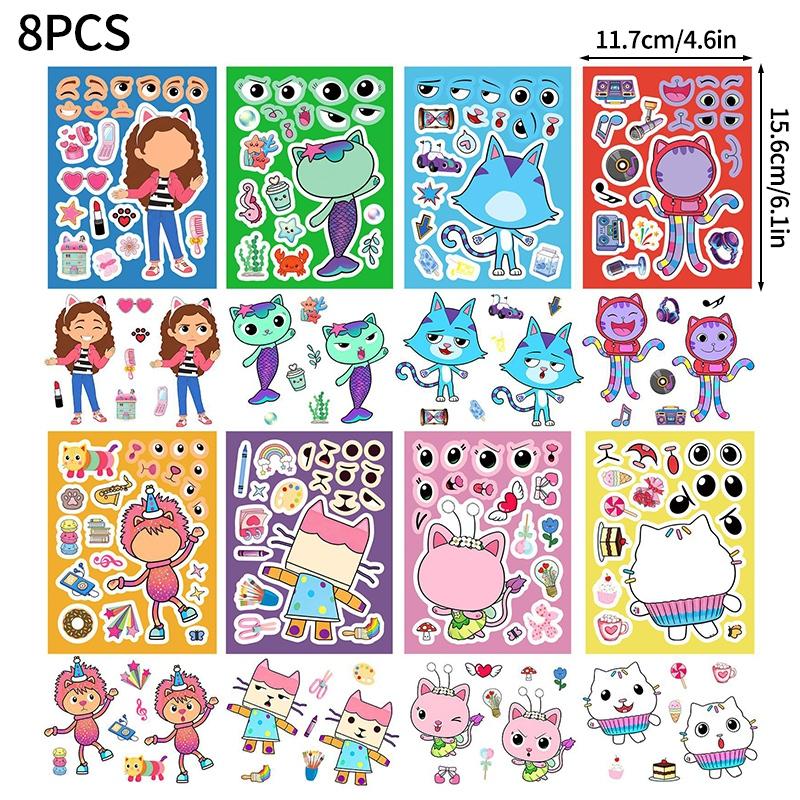 

Наклейки для кукольного домика Габби 8-50 шт. Эстетичные наклейки DIY для скрапбукинга, чехла телефона, ноутбука. Водонепроницаемые наклейки, наклейка, подарок на вечеринку