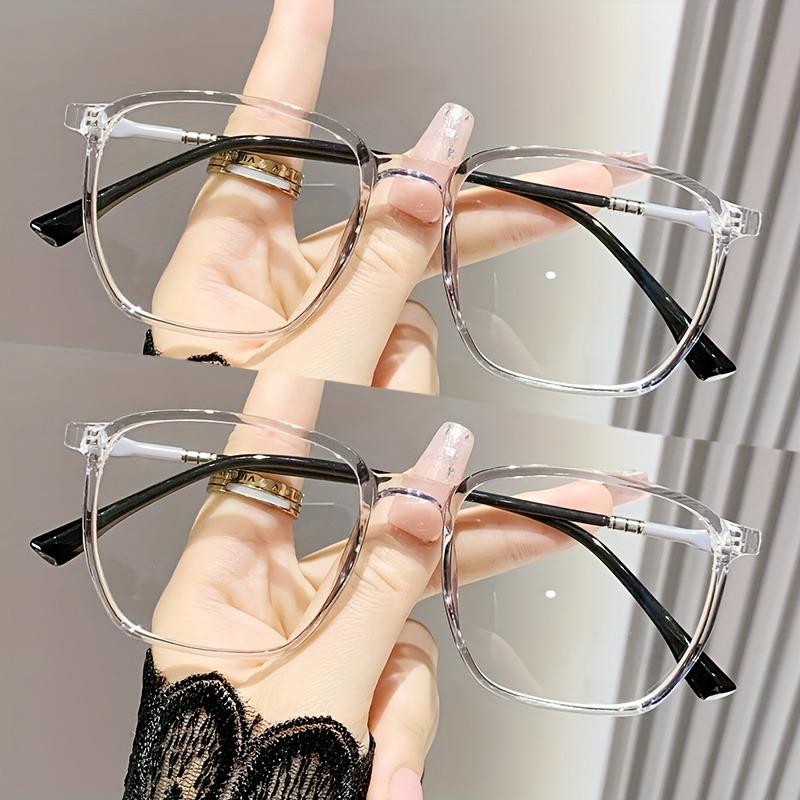 2 Pairs Square Frame Non-Prescription Glasses Ultra-Light PC Frames Non-Diopter Lenses Stylish Gift for Friend