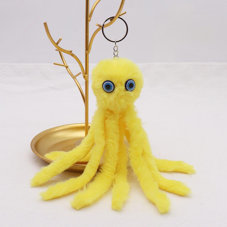 Cute Octopus Plush Keychain - Fluffy Marine Animal Bag Pendant Gift 18 cm Octopus жёлтый