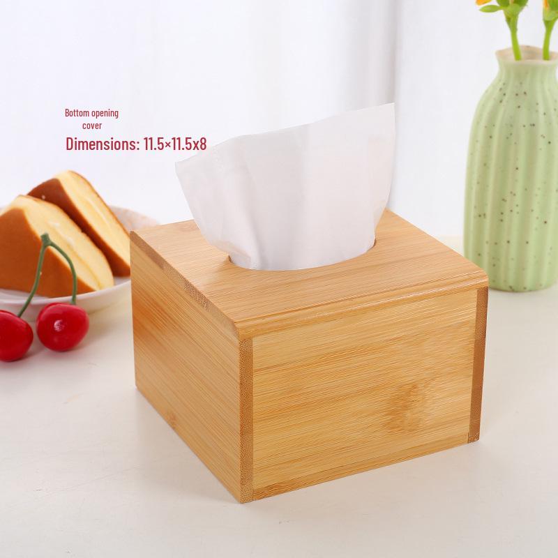 Bamboo Wood Paper Towel Box - Modern Desktop & Car Storage, Creative Bamboo Material, Suitable for Home.