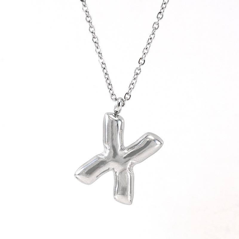 Fashionable Plump Stainless Steel Alphabet Necklace For Women