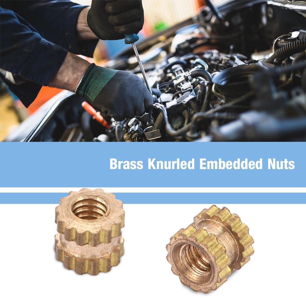M2 Brass Cylinder Knurled Round Molded In Insert Embedded Nuts (M2*4*3.5; 100pcs)