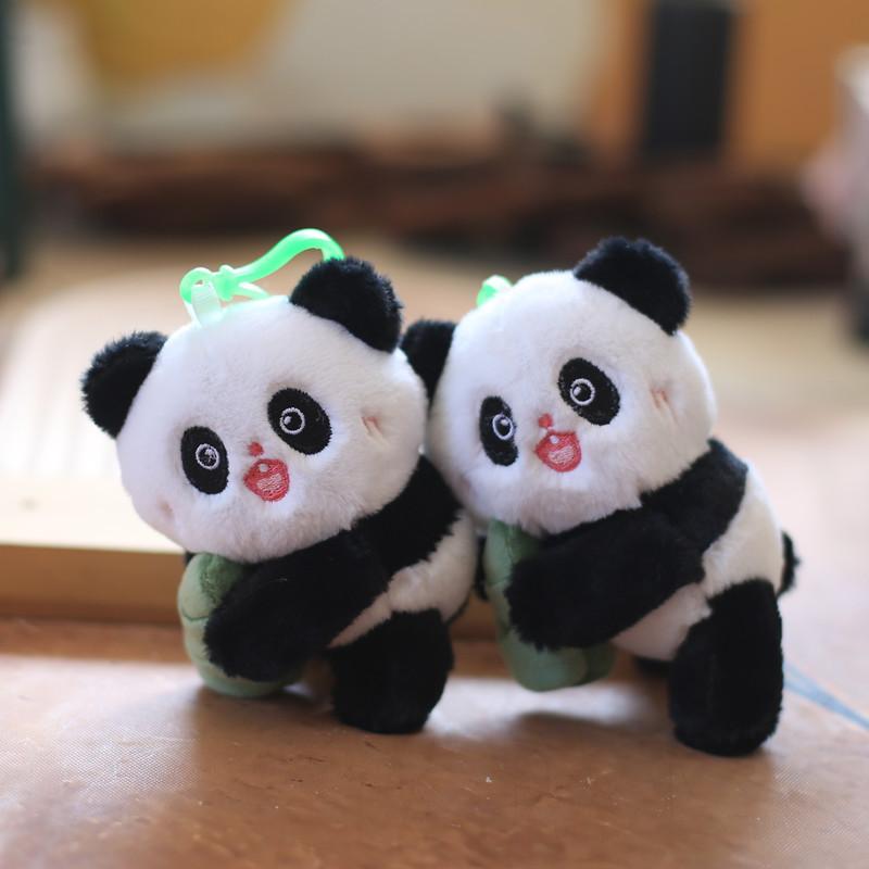 Cute Fluffy Panda Key Holder Plush Toy Miniature Bag Accessory