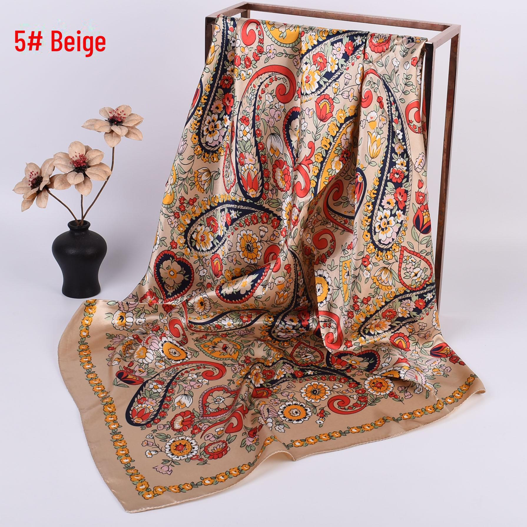 

Осінньо-зимова шовкова атласна хустка з візерунком каш ю 90x90 см 90cm*90cm бежевий