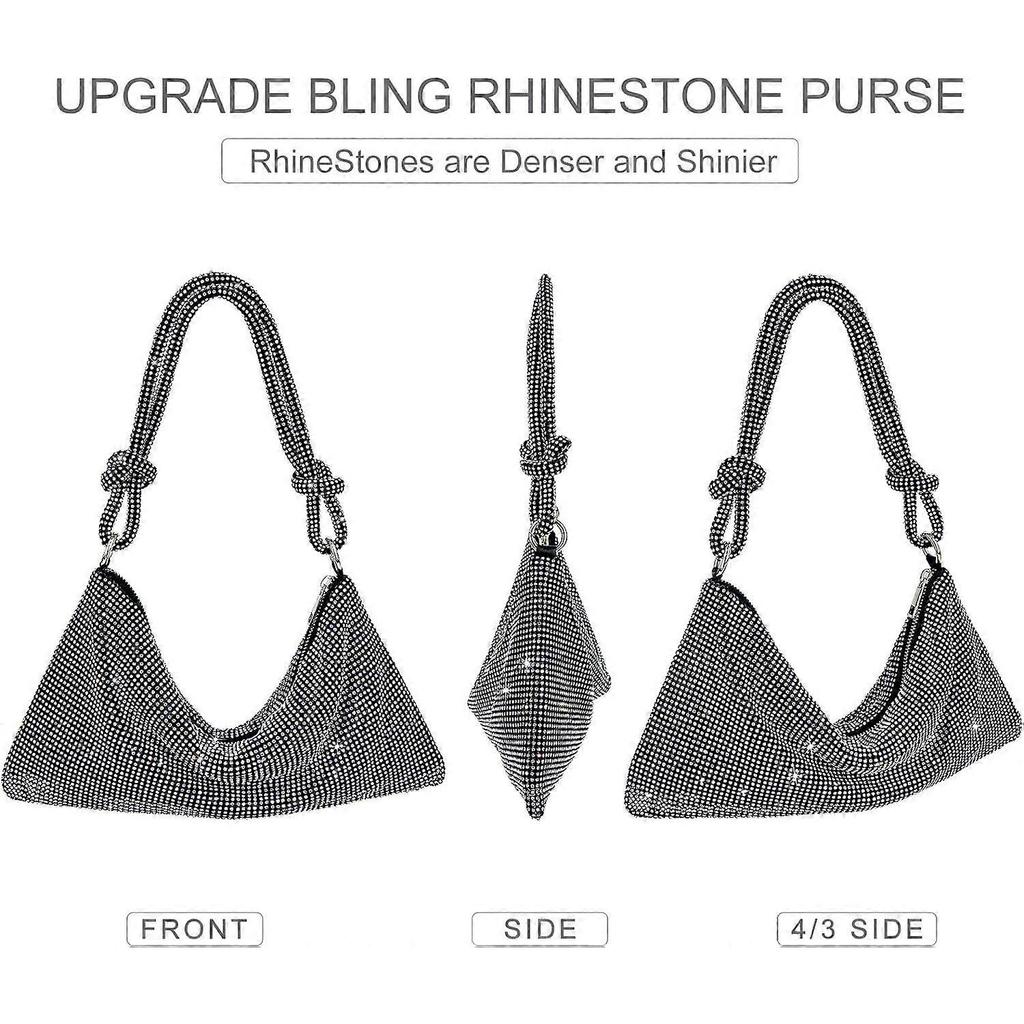 Sac à Main Strass Sac de Soirée Scintillant Argent Diamant Pochette Sacs à Main pour Femmes, Sac à Main Strass Bal de Promo Sac Hobo