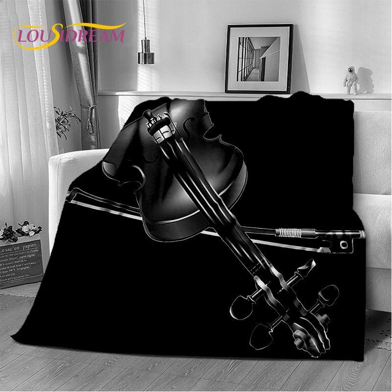 Coperta Morbida in Peluche Strumento Violino Classico Musica, Coperta in Flanella Coperta da Lancio per Soggiorno Camera da Letto Letto Divano Copertura da Picnic