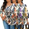2025 Plus Size Women's Floral Print Casual 3/4 Sleeve T-Shirt