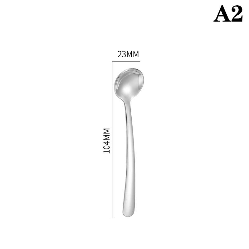 304 Stainless Steel Seasoning Spoon Thickened Korean Small Round Spoon Mixing Spoon Polished Home Kitchen Tableware