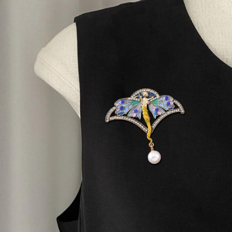 Broche Fée Strassée Design Ailé Encapsulé Rétro Élégant Statement Pour Femmes Hommes Tenues Formelles/Décontractées Bijoux de Noël