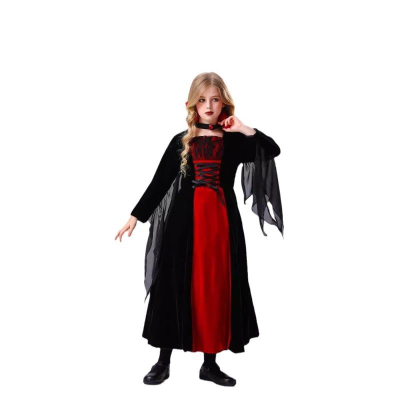 Halloween New Children's Vampire Queen Witch Devil Dress Party Stage Costume