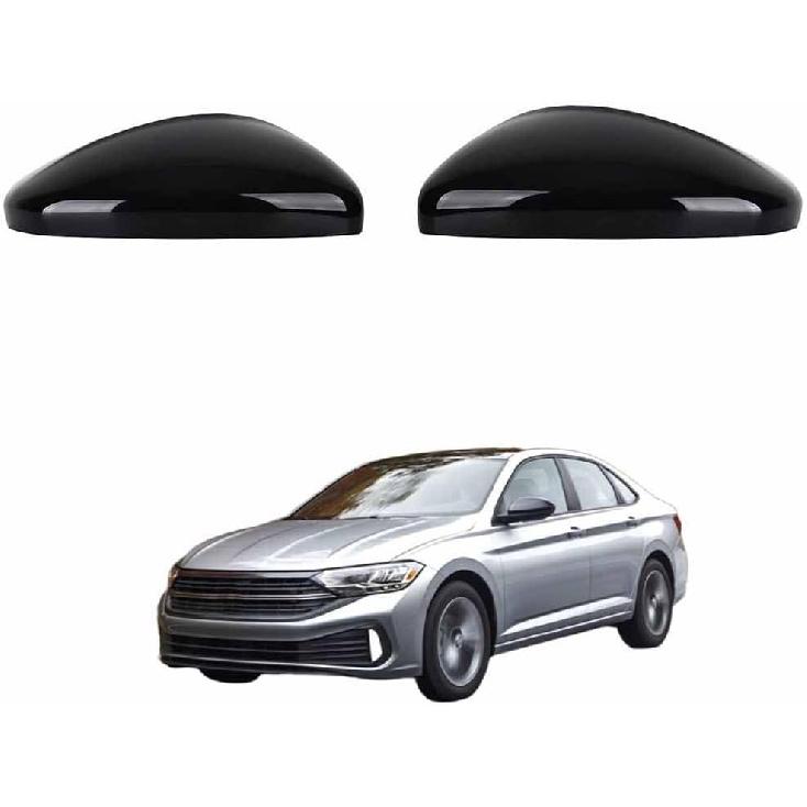 Right Passenger Side Mirror Cover Replacement Compatible With Volkswagen Jetta 2024 Rearview Mirror Cover Without Turn Signal (Black right)