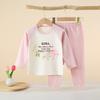Children Cotton Raglan Long Sleeve Top and Pants Set Boys Girls Thermal Underwear for Spring Fall