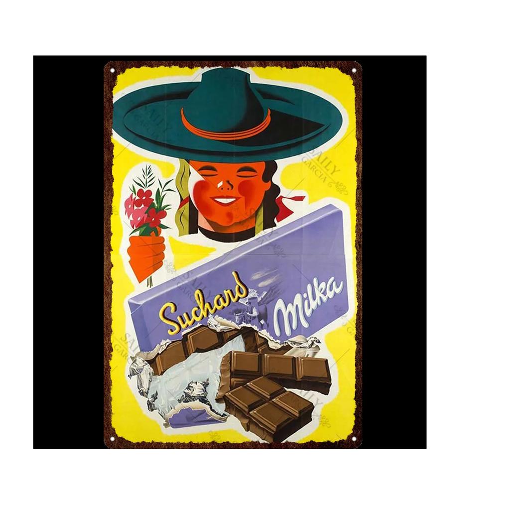 Vintage Chokladaffisch Godis Metallskylt Reklam Vägg Bar Hem Konst Kök Butik Retro Dekor Metall Väggmålning Dekoration