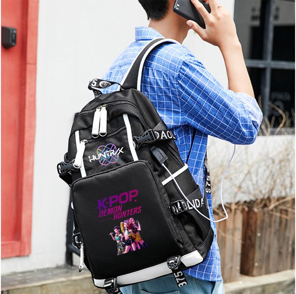 Anime Cartoon K-Pop Demon Hunters Backpack Large Capacity Bookbag for Student Boy Girl Schoolbag Outdoor Waterproof Laptop Travel Bag Mochila