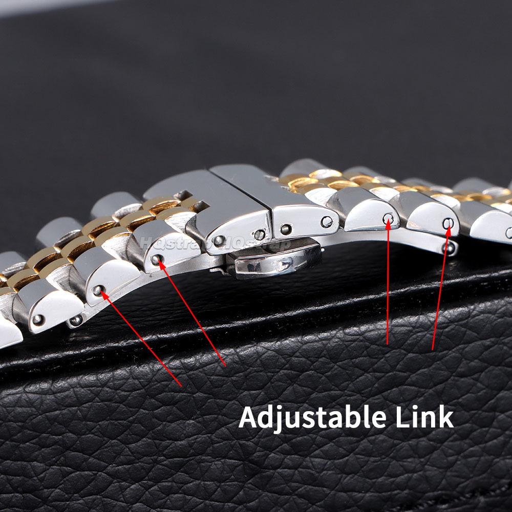 12/13/14/16/17/18/19/20/21/22mm Stainless Steel Watch Band for Rolex Curved End Flat Metal Bracelet Folding Buckle Wrist Strap